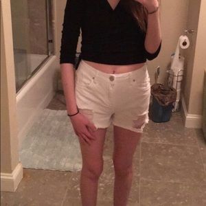 white high waisted shorts
